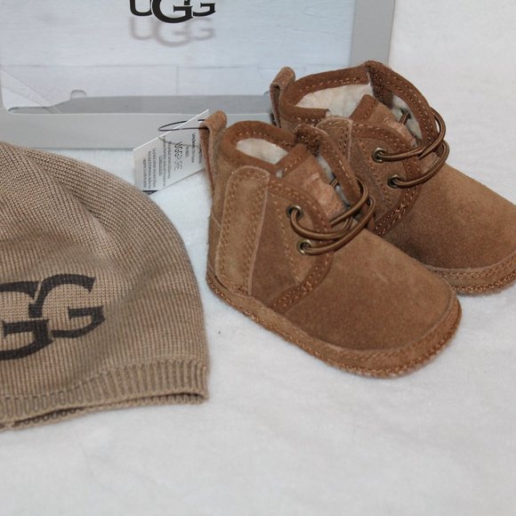 UGG | Shoes | Ugg Infant Bootie And Lot Hat Gift Set Chestnut | Poshmark